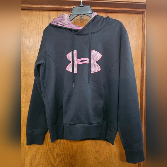 Under Armour Tops - Under Armour Black Hoodie with Pink Emblem